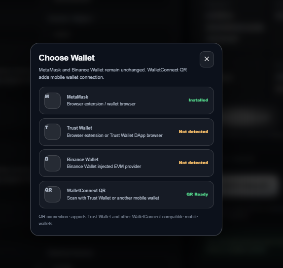 Select wallet connection to pay with the advertiser 1