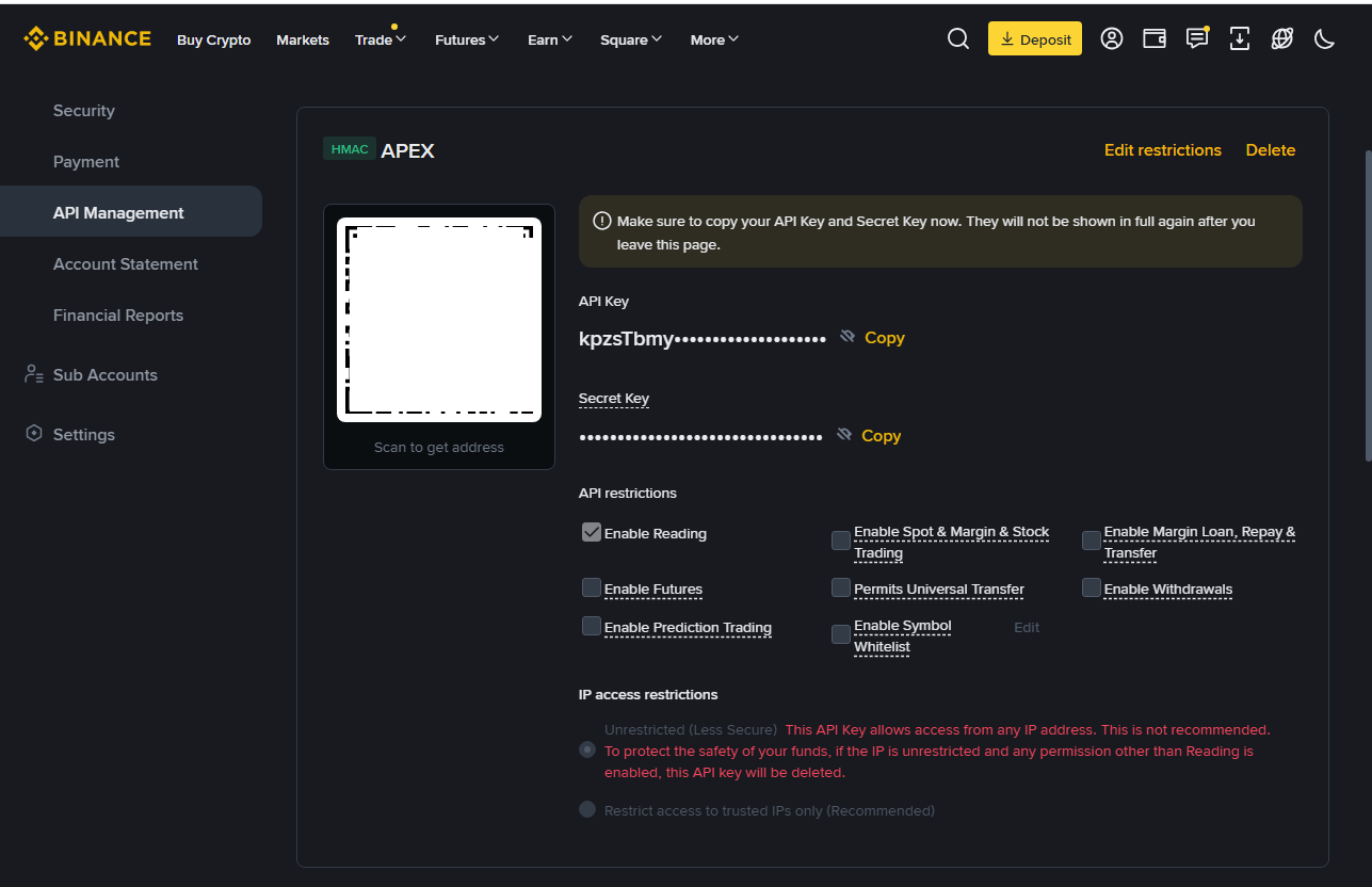 A key API will be created. 1