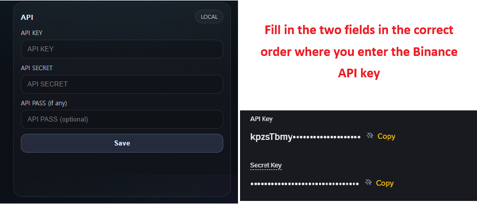 API key panel for exchange activation 1