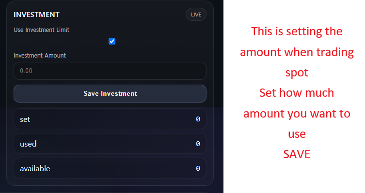 Exchanges API-linked usage amount settings panel 1